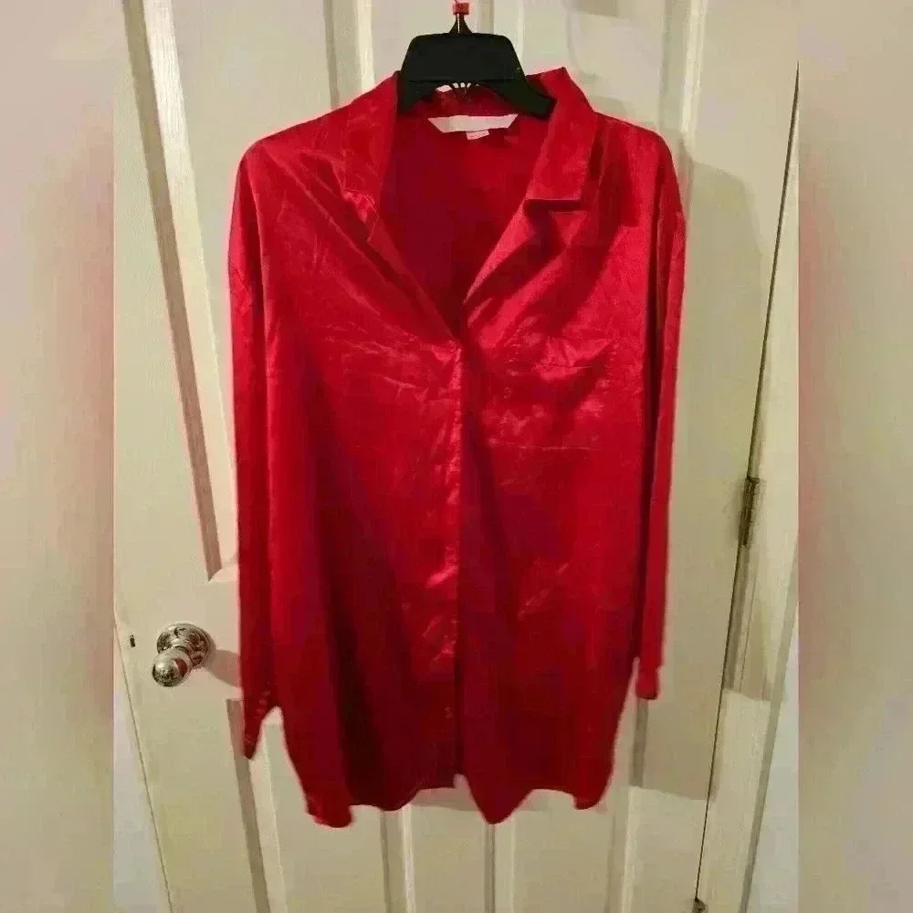 Victoria's Secret Red Satin Nighty and NWT Robe Set Nighty Size L - Picture 6 of 9